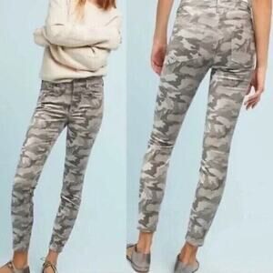 Anthropologie Pilcro Camouflage Velvet Jeans Grey Brown Size 24 High Rise Skinny